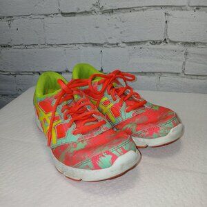 ASICS GEL ATHELETIC RUNNING SHOES, YOUTH SIZE 4 1\2, BRIGHT NEON COLORS